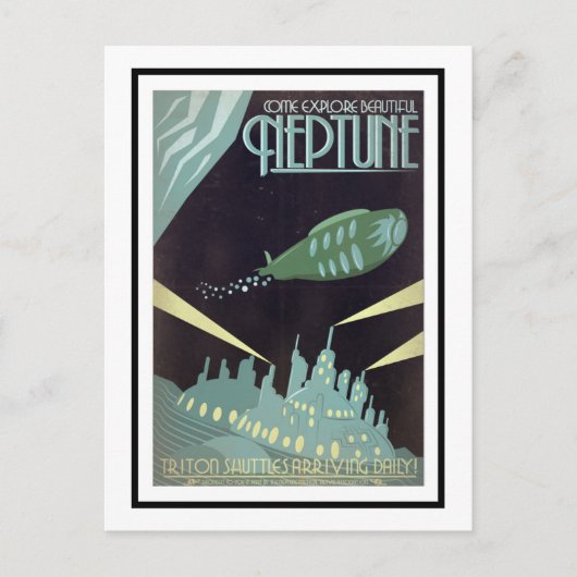 Briefkaart - Art Deco - Ontdek de prachtige neptun (Voorkant)