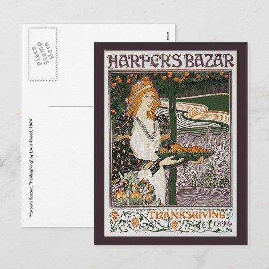 Briefkaart: Art Nouveau - L.Rhead - Thanksgiving Feestdagenkaart (Voorkant / Achterkant)