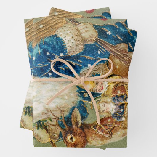 Briefkaart Art Santa Clause St Nick Nicholas Inpakpapier Vel (In situ)