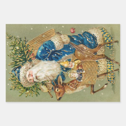 Briefkaart Art Santa Clause St Nick Nicholas Inpakpapier Vel (Voorkant)
