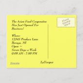 BRIEFKAART ~ ASIAN PRODUCT FOODS STORE OPEN BEDRIJ (Achterkant)