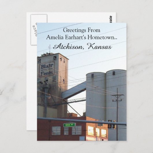 Briefkaart Atchison Kansas Hometown Amelia Earhart (Voorkant / Achterkant)