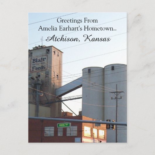 Briefkaart Atchison Kansas Hometown Amelia Earhart (Voorkant)