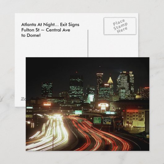 Briefkaart Atlanta Night Fulton St Central Ave Dom (Voorkant / Achterkant)