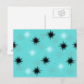 Briefkaart Atomic Turquoise Starbursts (Voorkant / Achterkant)