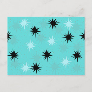 Briefkaart Atomic Turquoise Starbursts