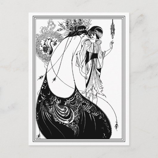 Briefkaart: Aubrey Beardsley - De pauwenrok Briefkaart (Voorkant)