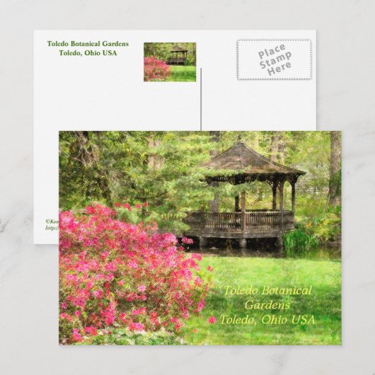 BRIEFKAART, "AZALEAS AND GAZEBO, TOLEDO BOTANICAL  BRIEFKAART (Voorkant / Achterkant)