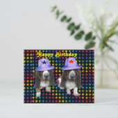 Briefkaart Baby Happy Birthday Basset Hound Stars (Staand voorkant)