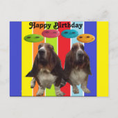Briefkaart Baby Happy Birthday Basset Hounds Rainb (Voorkant)