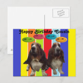 Briefkaart Baby Happy Birthday Cousin Basset (Voorkant / Achterkant)
