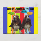 Briefkaart Baby Happy Birthday Cousin Basset (Voorkant)