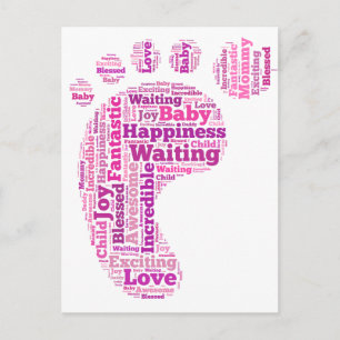 Briefkaart baby label wolk verwacht meisje