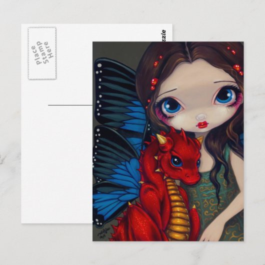 briefkaart "Baby rode draak" (Voorkant / Achterkant)