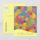 Briefkaart  Baby shower aankondigingen ballon (Voorkant / Achterkant)