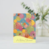 Briefkaart  Baby shower aankondigingen ballon (Staand voorkant)