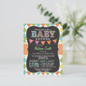 Briefkaart Baby shower; kleurrijke Argyle Invitati (Staand voorkant)