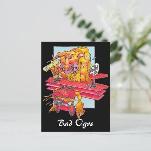 Briefkaart - Bad Ogre - zwarte achtergrond (Staand voorkant)