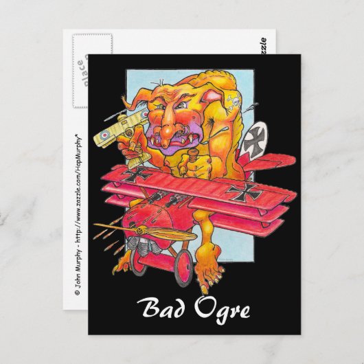 Briefkaart - Bad Ogre - zwarte achtergrond (Voorkant / Achterkant)