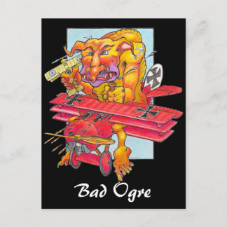 Briefkaart - Bad Ogre - zwarte achtergrond