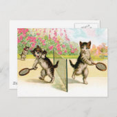 Briefkaart: Badminton Kittens  kunst Briefkaart (Voorkant / Achterkant)