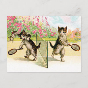 Briefkaart: Badminton Kittens  kunst Briefkaart