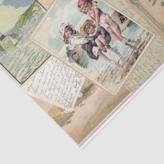  Briefkaart badstrand collage Tissuepapier (Detail)