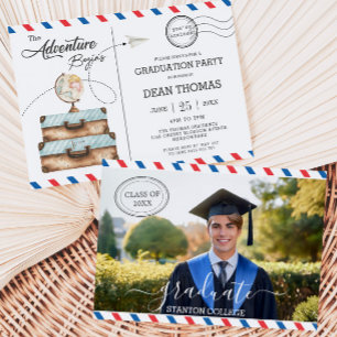 Briefkaart Bagageavontuur begint afstudeerfeest