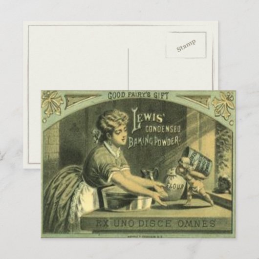 Briefkaart  bakpoeder uit 1880 (Voorkant / Achterkant)