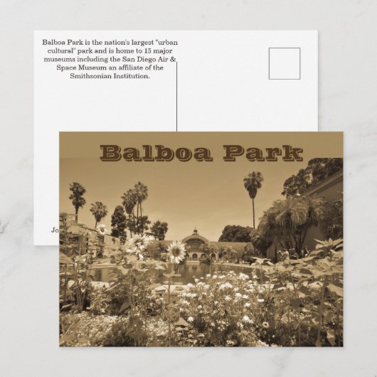 Briefkaart Balboa Park Sepia Tone (Voorkant / Achterkant)