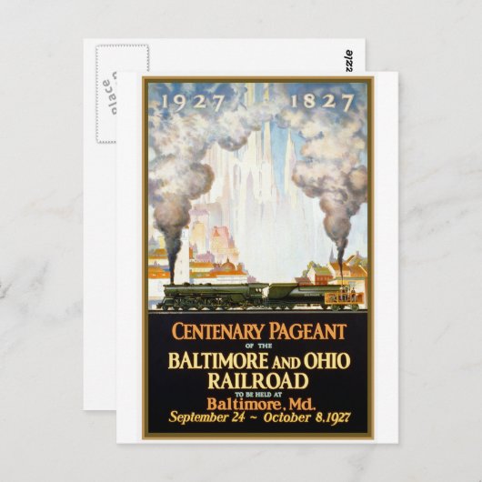 briefkaart "Baltimore and Ohio Railroad Centenary" (Voorkant / Achterkant)