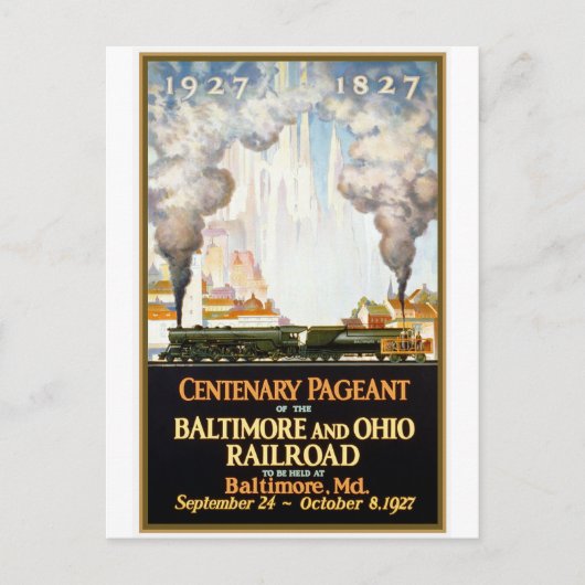 briefkaart "Baltimore and Ohio Railroad Centenary" (Voorkant)
