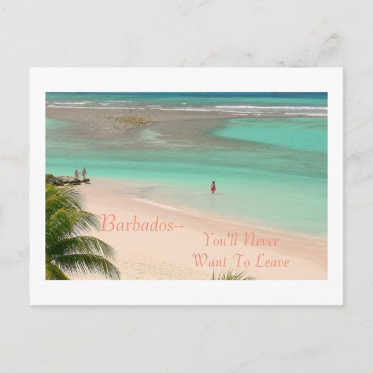 BRIEFKAART, BARBADOS, JE ZULT NOOIT WILLEN VERTREK BRIEFKAART (Voorkant)