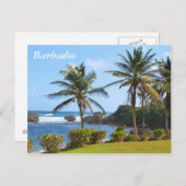 Briefkaart, Barbados, strand scene, palmbomen Briefkaart (Voorkant / Achterkant)