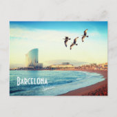 Briefkaart Barcelona, Spanje - strand van Barcelon (Voorkant)