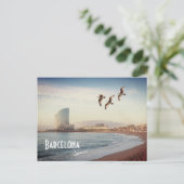 Briefkaart Barcelona, Spanje - strand van Barcelon (Staand voorkant)