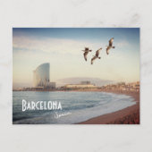 Briefkaart Barcelona, Spanje - strand van Barcelon (Voorkant)