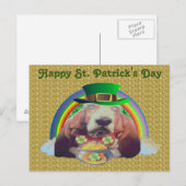 Briefkaart Basset Hound Happy St. Patrick's Day (Voorkant / Achterkant)