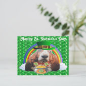 Briefkaart Basset Hound Happy St. Patrick's Day (Staand voorkant)