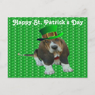 Briefkaart Basset Hound Happy StPatrick's Day