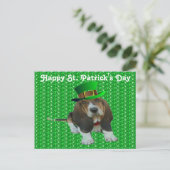 Briefkaart Basset Hound Happy StPatrick's Day (Staand voorkant)