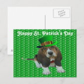 Briefkaart Basset Hound Happy StPatrick's Day (Voorkant / Achterkant)