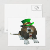 Briefkaart Basset Hound Happy StPatrick's Day (Voorkant / Achterkant)