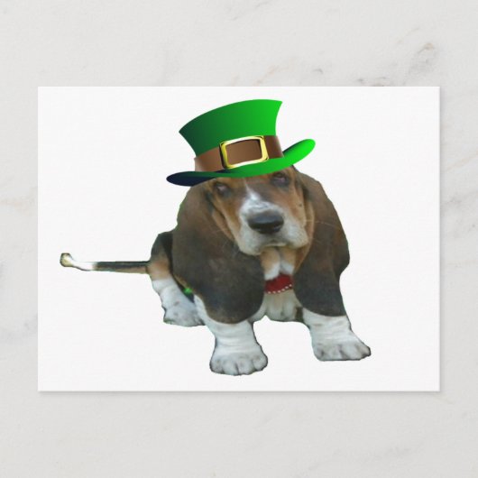 Briefkaart Basset Hound Happy StPatrick's Day (Voorkant)