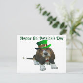 Briefkaart Basset Hound Happy StPatrick's Day (Staand voorkant)