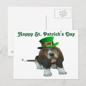 Briefkaart Basset Hound Happy StPatrick's Day (Voorkant / Achterkant)