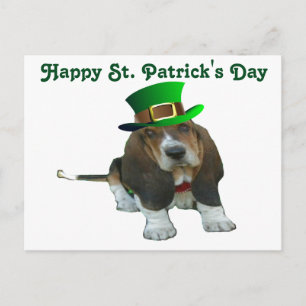 Briefkaart Basset Hound Happy StPatrick's Day