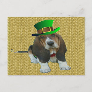 Briefkaart Basset Hound Happy StPatrick's Day