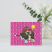 Briefkaart Basset Hound Sheldon Summer Time (Staand voorkant)