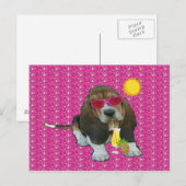 Briefkaart Basset Hound Sheldon Summer Time (Voorkant / Achterkant)